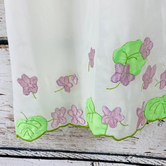 Odette Barsa Vintage Slip Ivory Purple Floral S - Picture 3 of 7
